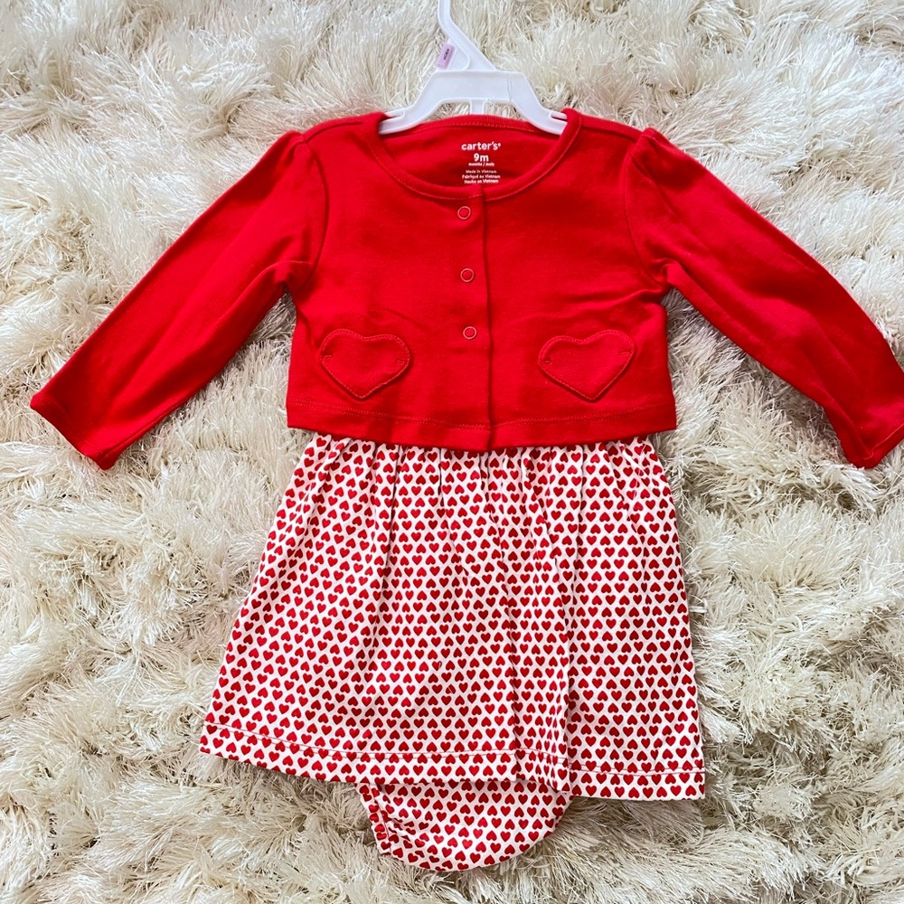 NWT Carter’s Red Heart Dress with Cardigan